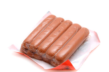 close up of hot dog package