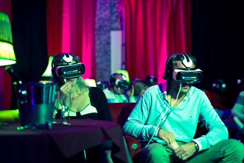 group of people in VR headsets