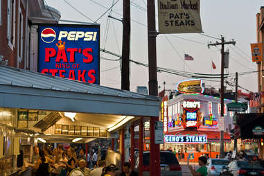Pat's and Geno's cheesesteaks in Philly