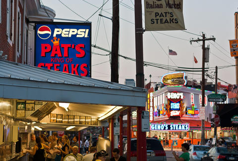 Pat's and Geno's cheesesteaks in Philly