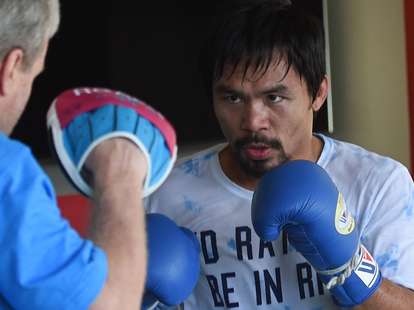 Manny Pacquiao training for boxing match