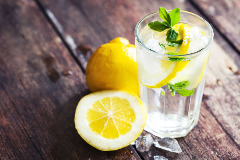 lemon water, lemon, water