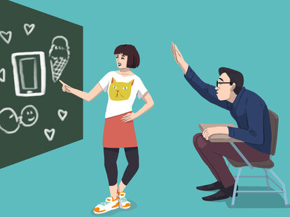 illustration of a kid talking about dating