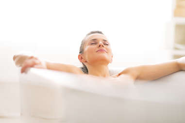 woman relaxing in bath