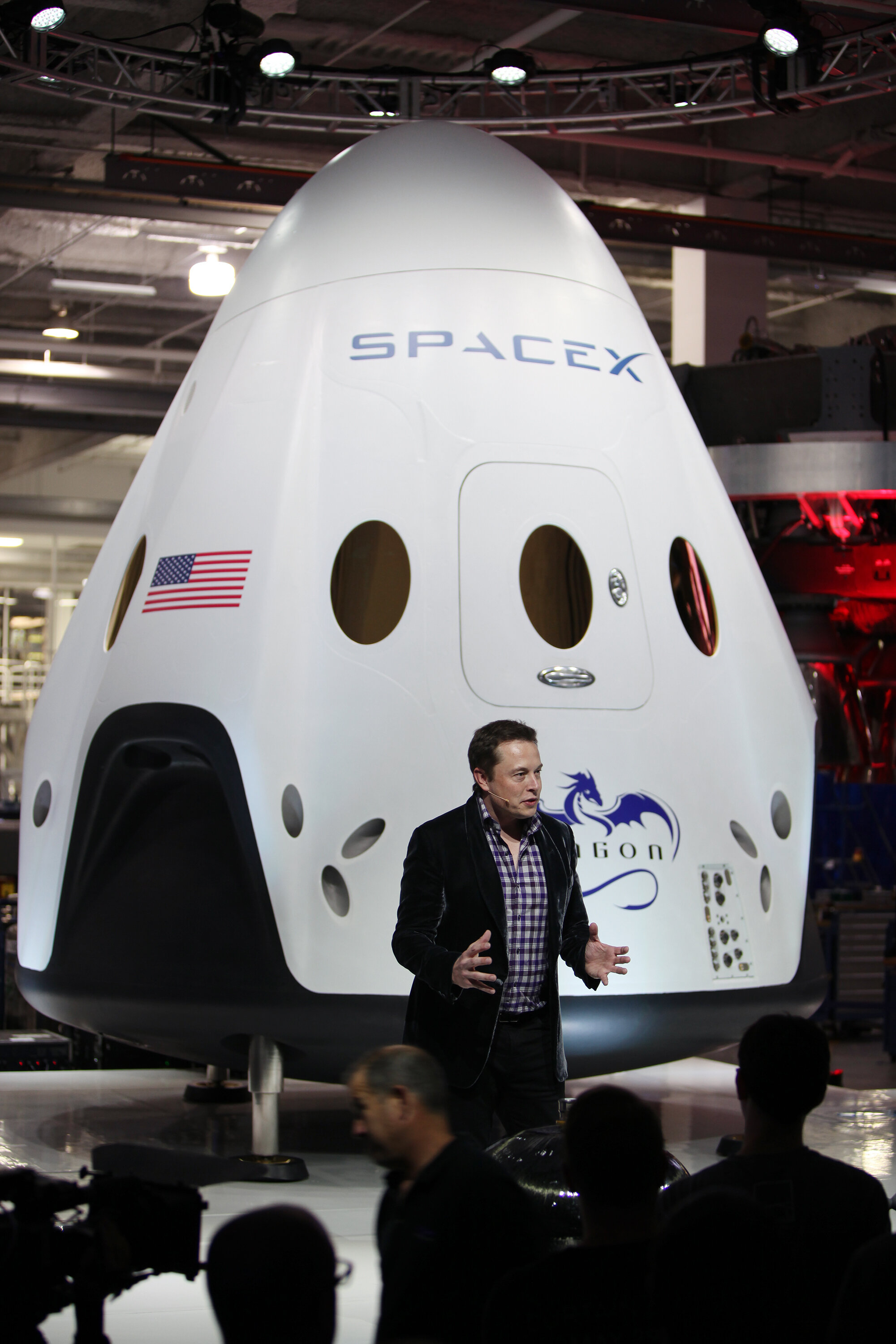 elon musk with dragon spacecraft
