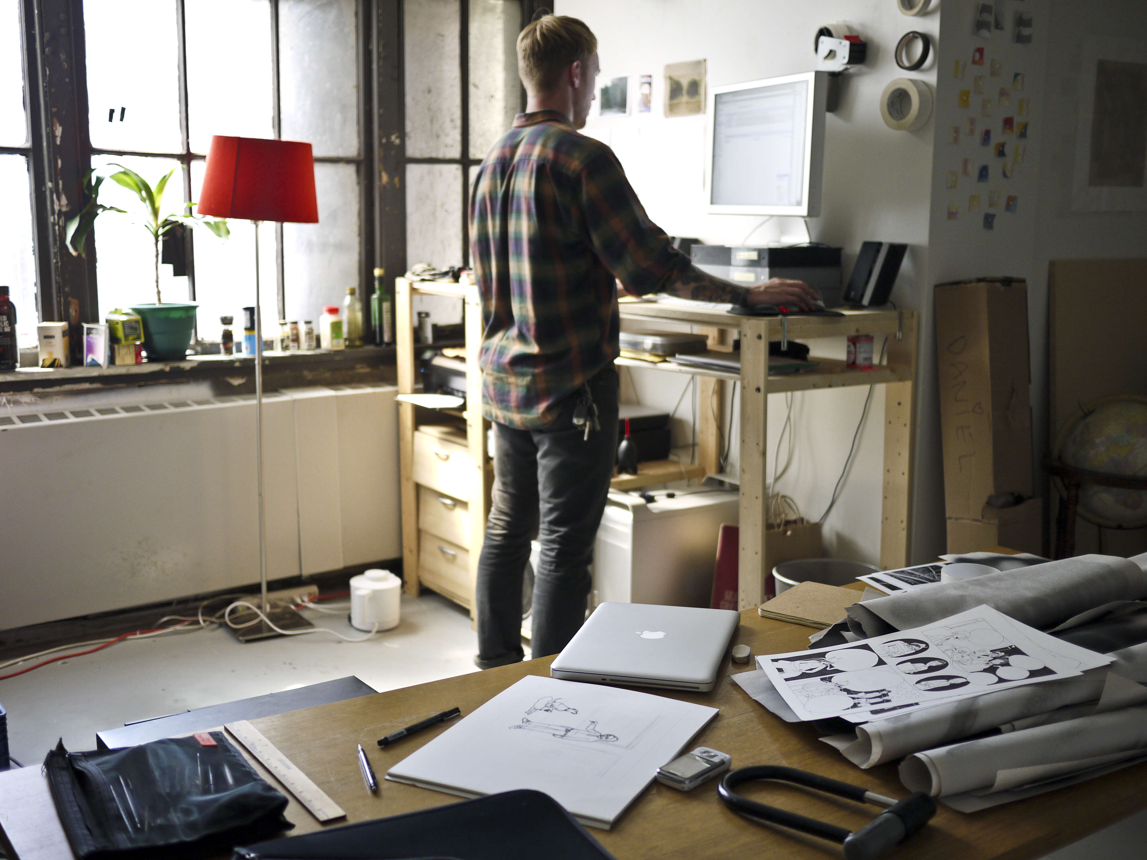 Man at standing desk