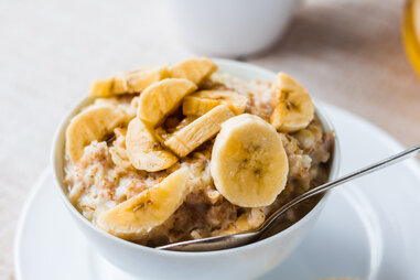 banana and oatmeal close up
