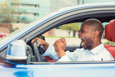 angry driver in car