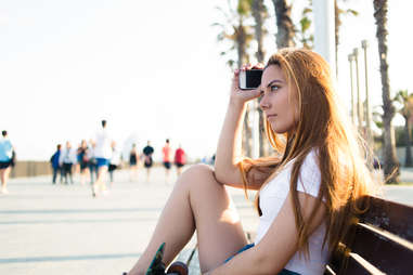 skater girl on the beach