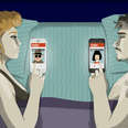 illustration of married couple on tinder