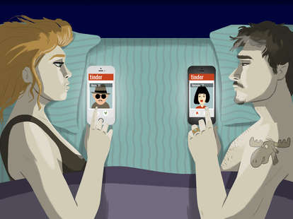 illustration of married couple on tinder