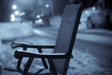 parking chair in snow