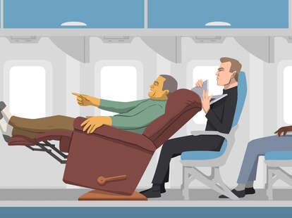 illustration of someone reclining on airplane