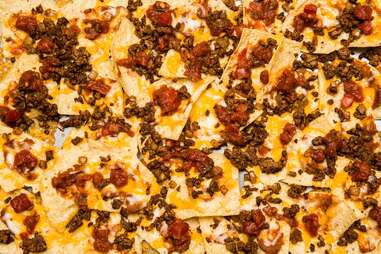 Nachos with cheese and meat