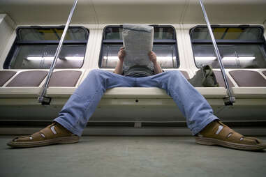 manspreading on public transit subway