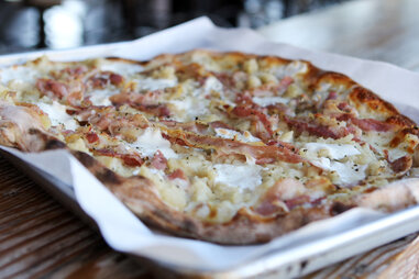 Mashed potato bacon pizza from BASIC