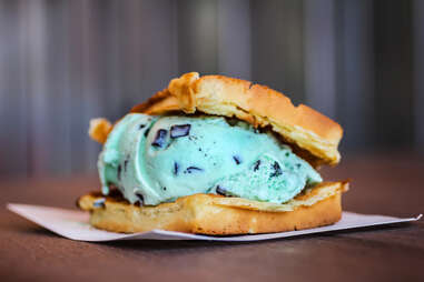 waffle ice cream sandwich from The Baked Bear