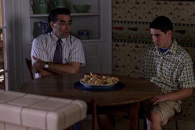 Scene from American Pie with Eugene Levy and Jason Biggs