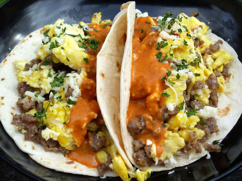Breakfast tacos with eggs and cheese