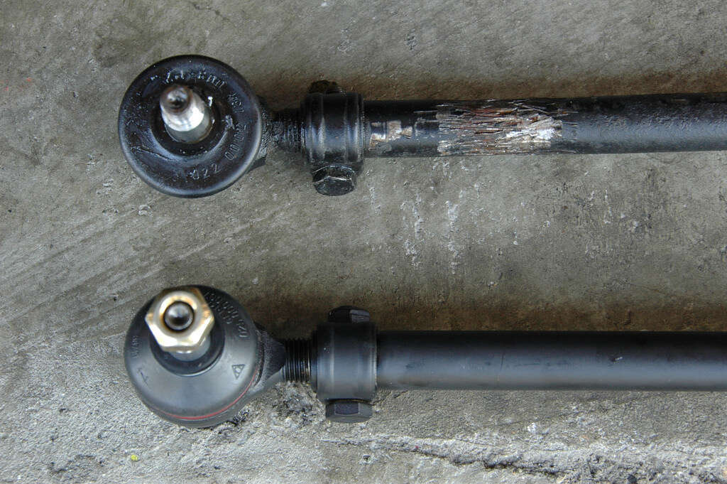 Worn tie rod ends like this result in play in the steering