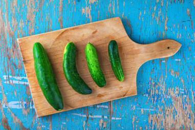 cucumbers and cutting board