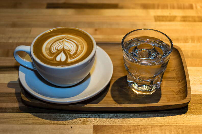 Rising Star Coffee Roasters, latte and water