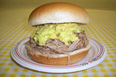 Bill Spoon’s BBQ, pulled pork egg sandwich