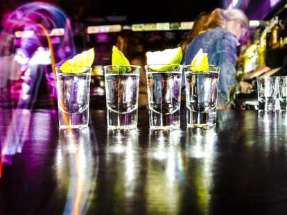 Tequila shots in bar