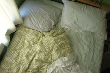 unmade bed