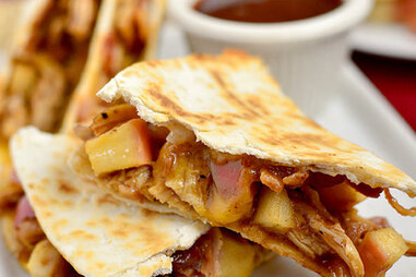 bbq chicken apple bacon quesadilas