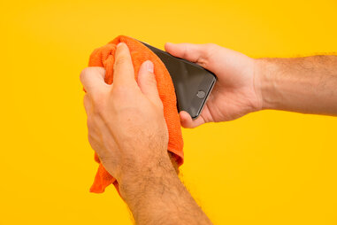 Use a damp microfiber cloth to clean iPhone