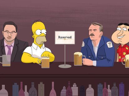 bar regulars homer simpson quagmire clavin ruxin