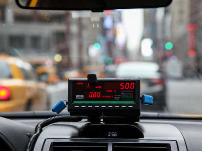 A taxi cab meter