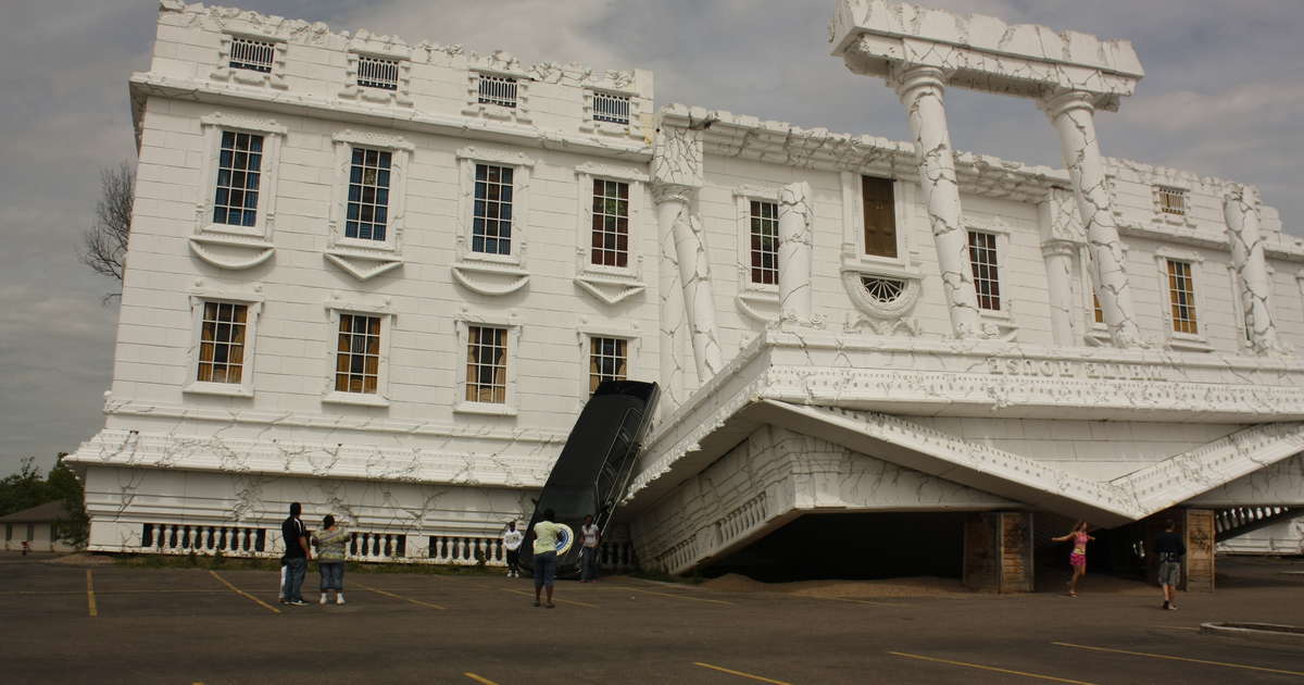 upside down white house inside