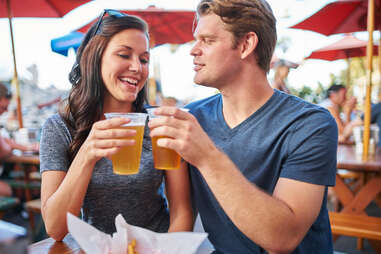 two people on a beer date