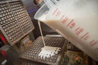 Making Waffles Seoul Pizza LA