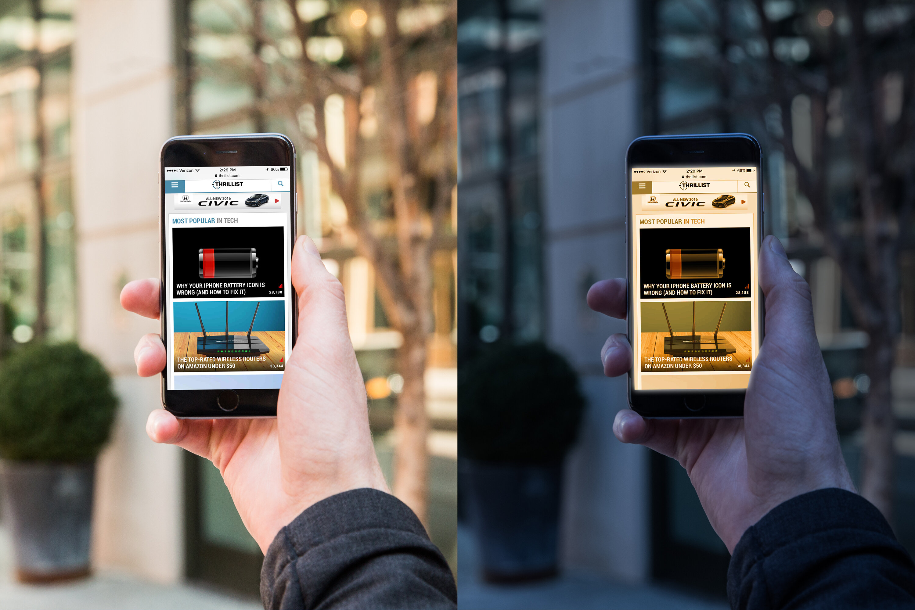 night shift mode on iphone 6s