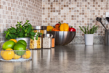 kitchen counter fruits and vegetables