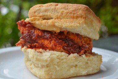 Hot chicken honey butter biscuit