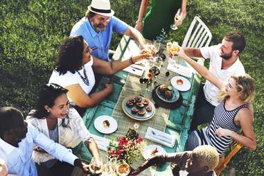 Friends enjoying a meal together