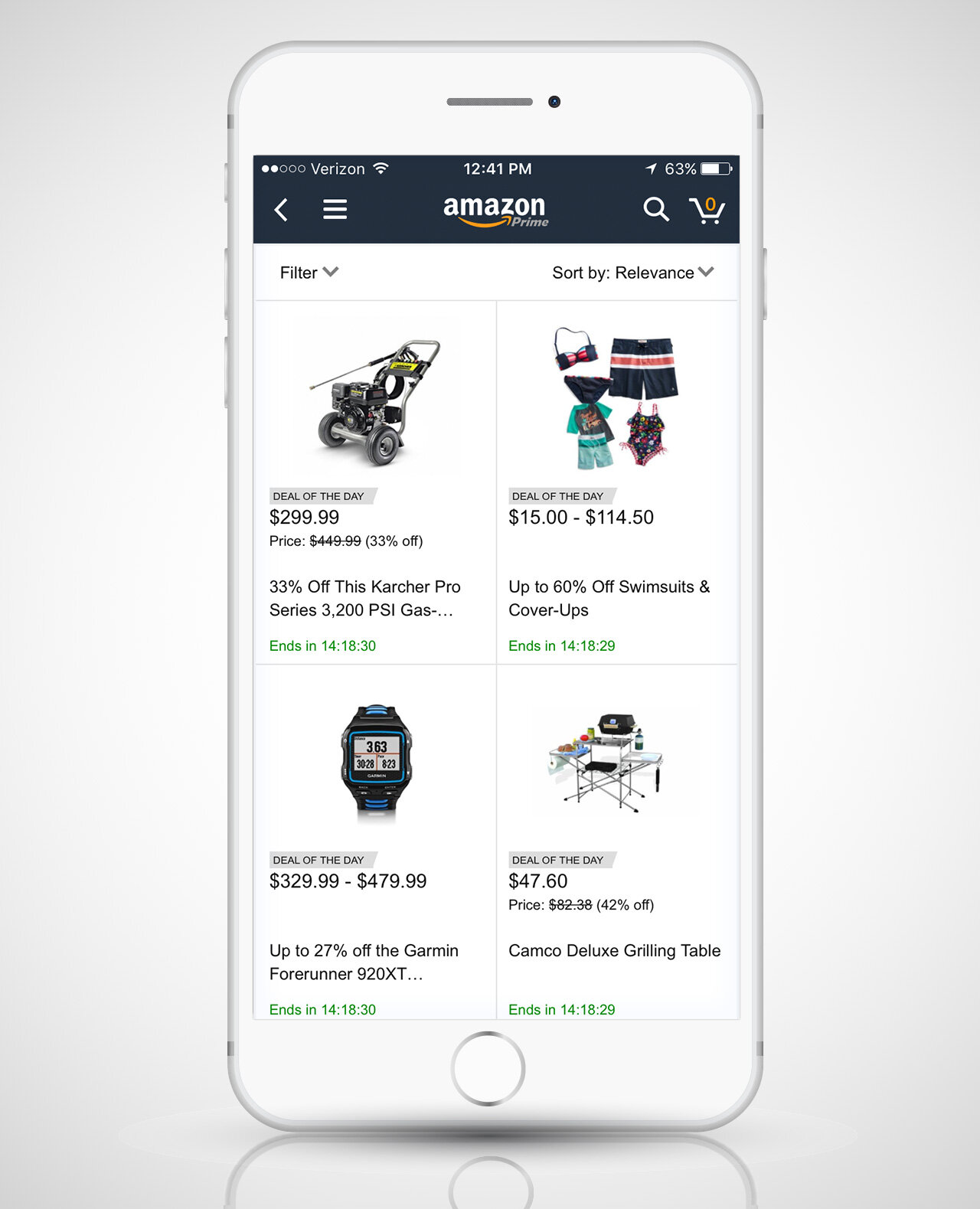 screenshot of Amazon app in iphone 6