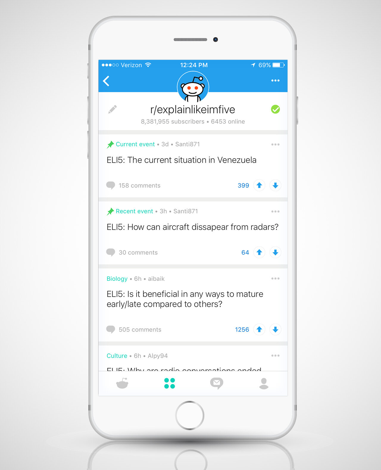 screenshot of Reddit mobile app on iphone 6