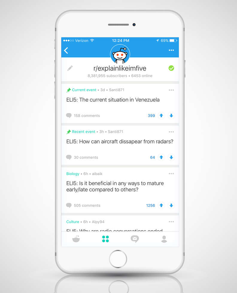 screenshot of Reddit mobile app on iphone 6