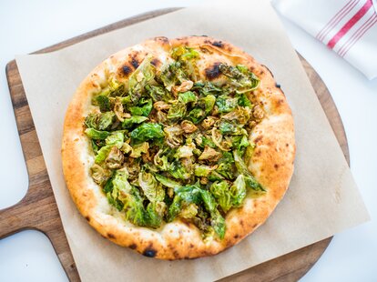 Ray’s and Stark Bar at LACMA brussel sprout pizza