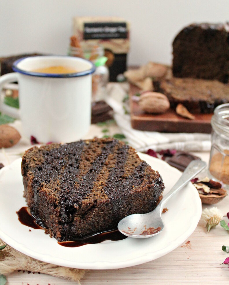 carob ginger turmeric tea cake