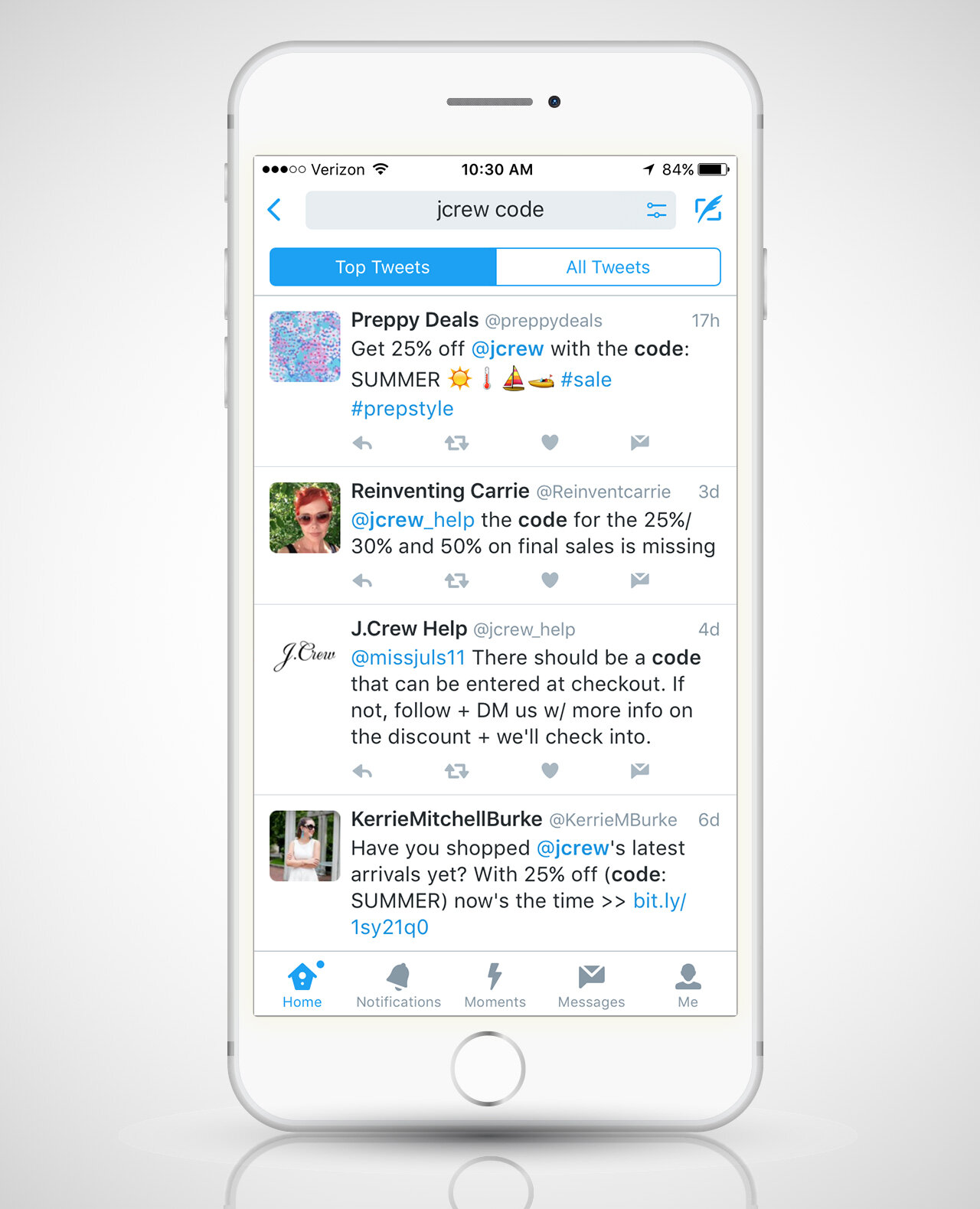 Twitter screenshot on iPhone 6