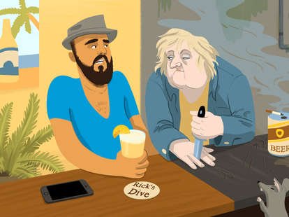 Jason Hoffman Thrillist illustration of hipster at dive bar