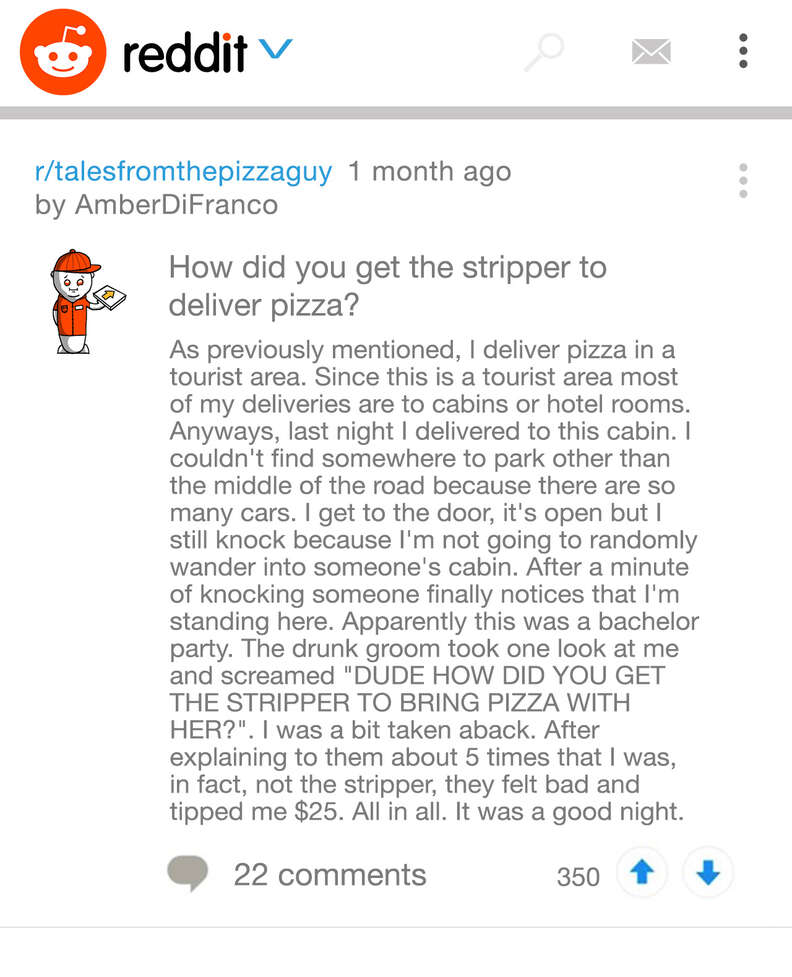 pizza story on Reddit