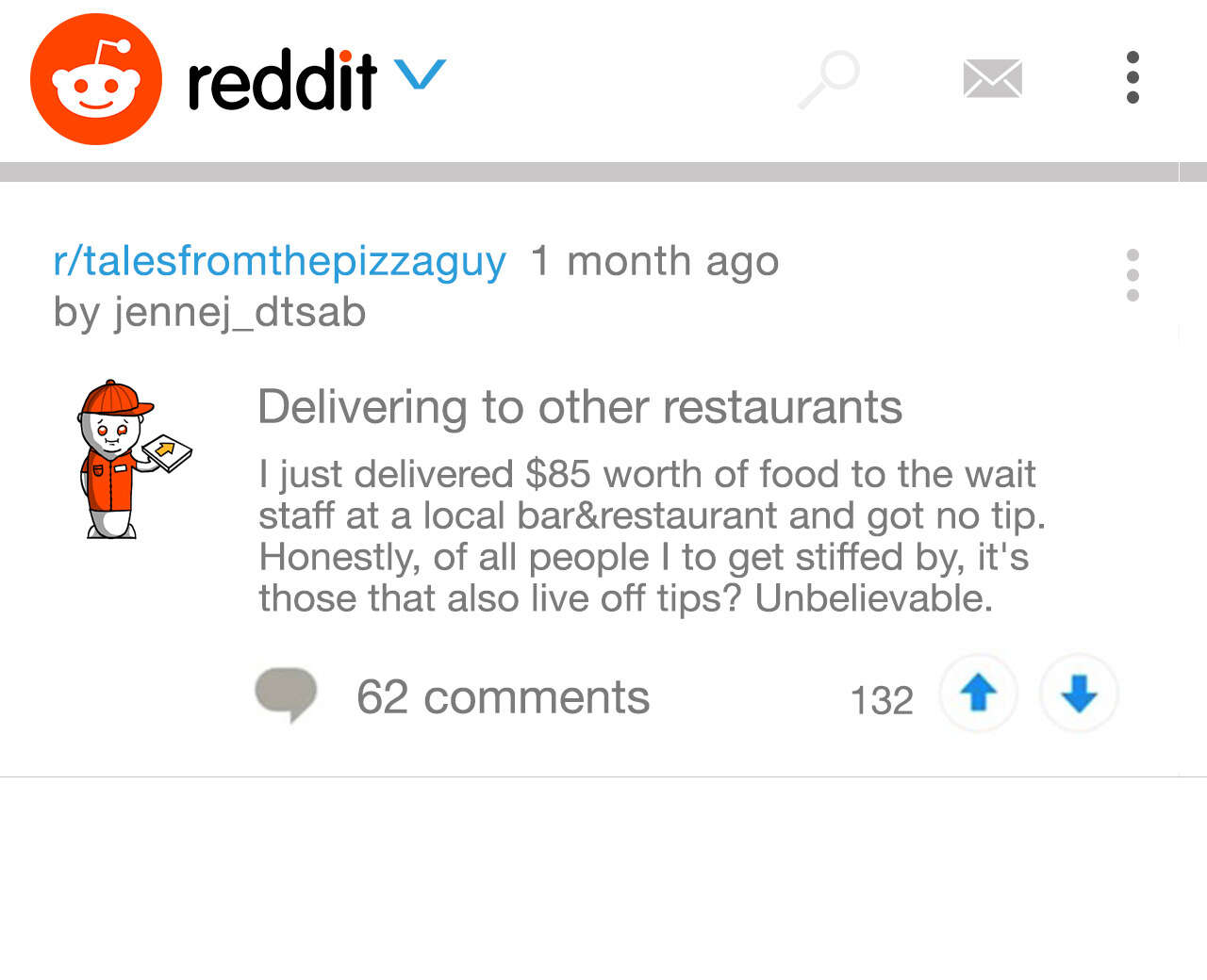 pizza story on Reddit