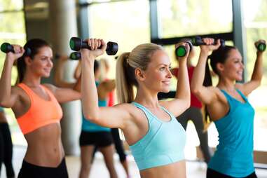 Women working out in class